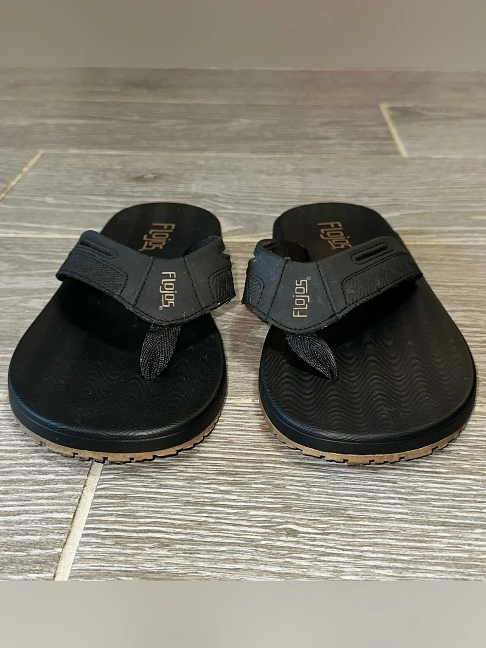 Flojos Ryan Men's Sandal Black Comfort Memory Foam Flip Flops Size 8 Beach Shoe